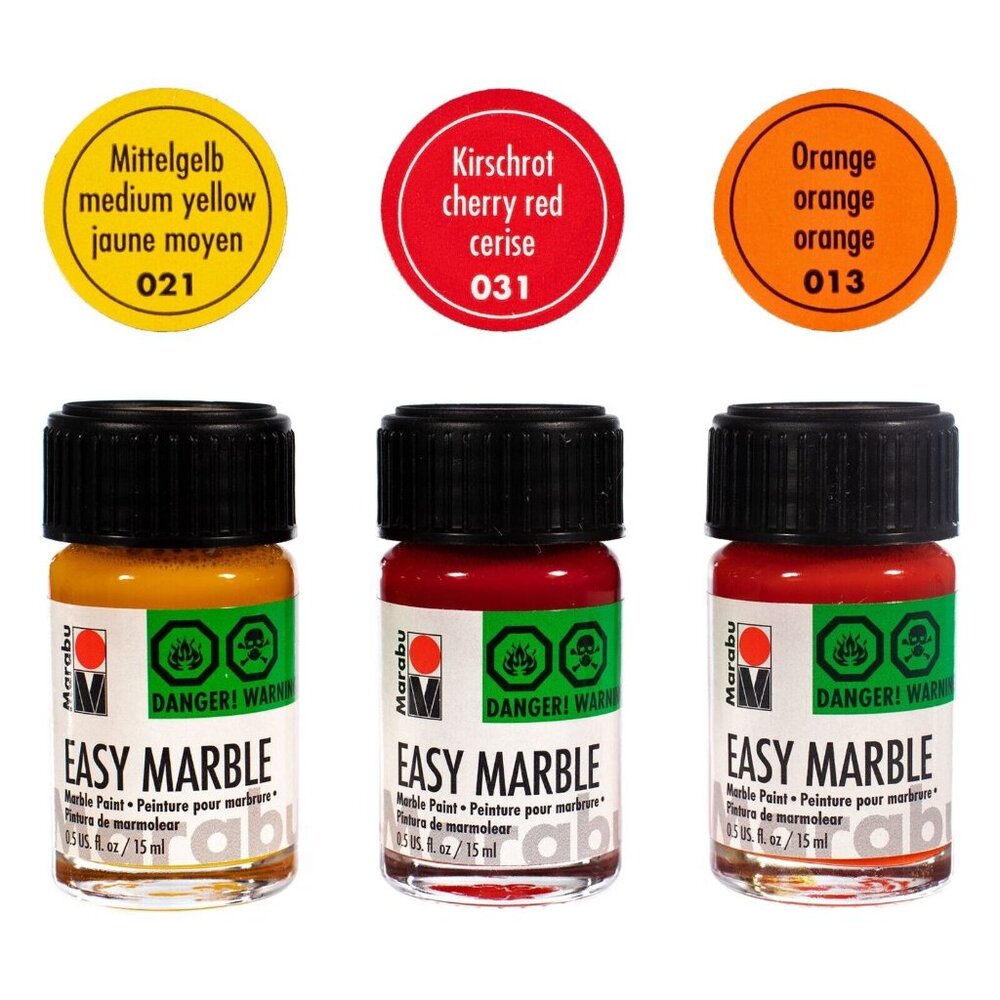 Marabu Hydrodipping Easy Marble Trail 3pc Set Yellow, Cherry Red, Orange (New)